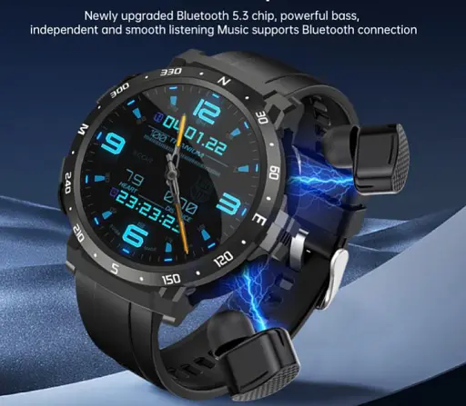 Смарт-часы с наушниками Lemfo Q10 силиконовый ремешок Black Black (18754) - фото 4