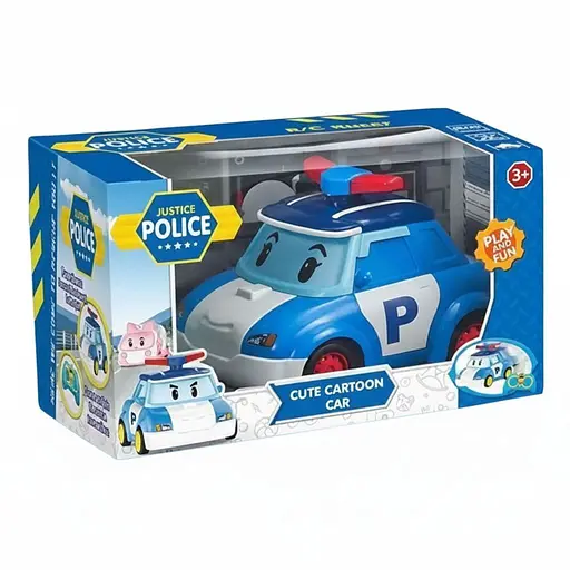 Машинка на радиоуправлении 180-1 A, полицейская, мультяшный стиль, на перезаряжаемых батарейках, синяя - фото 2