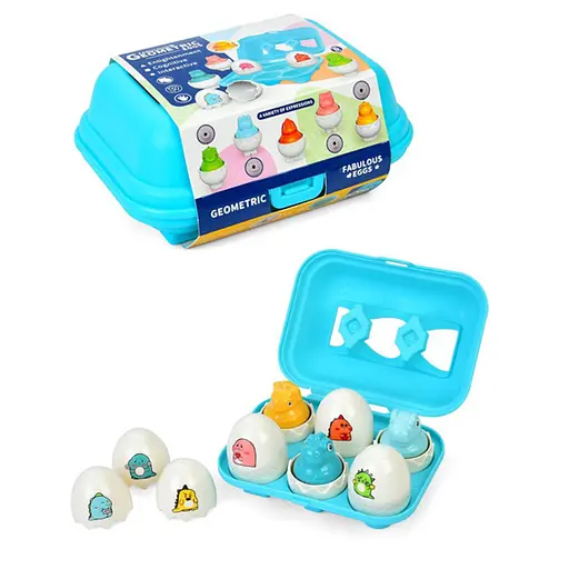 Сортер-головоломка Монтессори Яйца со смайлами Bambi DF35, 6 шт в лотке - фото 1