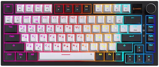 Клавіатура бездротова GamePro Asgard Valhalla Pro 75% Wireless/Bluetooth/USB White with display (MK160W-D-Pro)