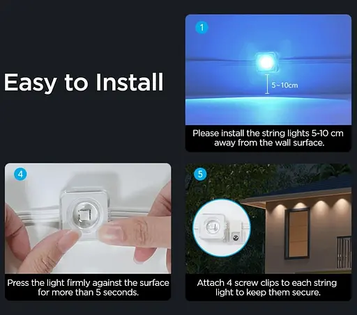 Гирлянда Smart LED Govee H705A Permanent Outdoor Lights RGB, IP67, 30м, кабель прозорий - фото 8