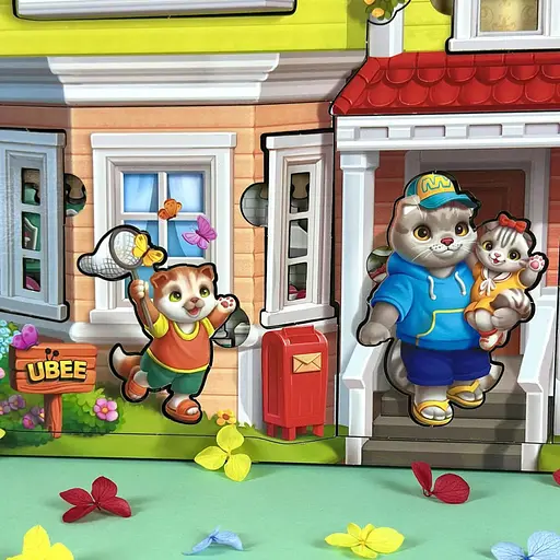 Дерев'яний пазл-вкладиш "Котячий літній будинок" Ubumblebees (ПСД272) PSD272 - фото 10