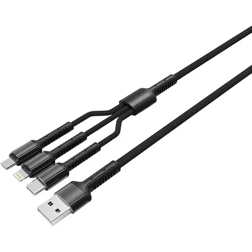Кабель ColorWay USB-Lightning+MicroUSB+USB Type-C 1.2 м Dark Grey