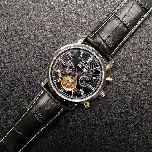 Чоловічий наручний механічний годинник Jaragar Silver Star (Сріблястий з чорним) - фото 10