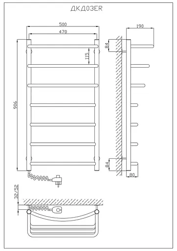 Электрический полотенцесушитель Kosser Каскад Дуга 900x500/7 EL рег. ДКД03ЕL, Хром, Левое - фото 5
