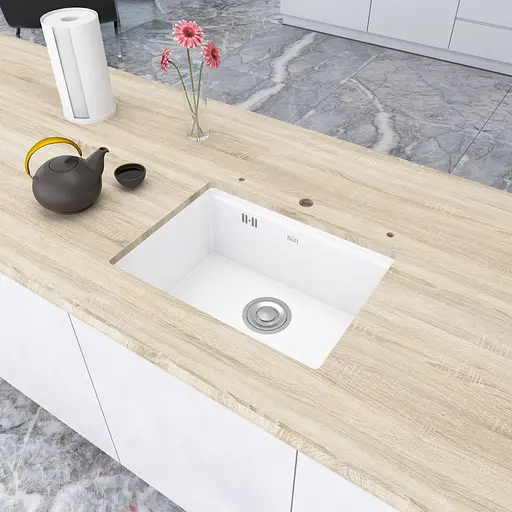 Кухонная мойка под столешницу белая 1.5 мм из нержавеющей стали Nett NW-5742, Белый - фото 7