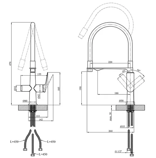 Змішувач для кухні Kroner KRP Graz - GRP03815 (CV031337) - фото 9