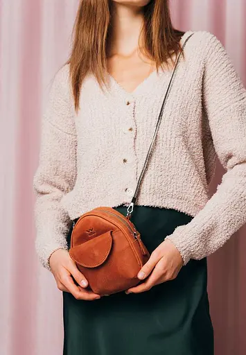 Міні-сумка Kroha коньячна вінтажна - фото 10