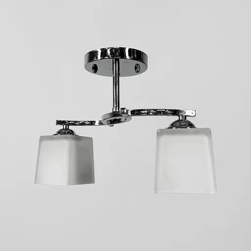 Стельовий хромований світильник на 2 білих плафони 35х9 см | Арт. 91173/2B CH | Line F - фото 1