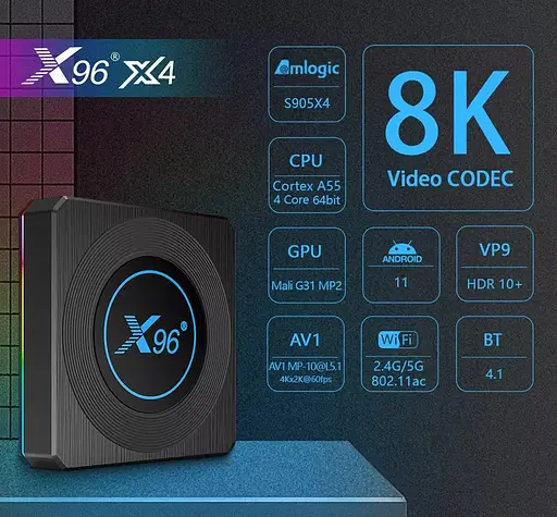Смарт ТВ приставка Android SmartTV Box X96 X4 4/64Гб 8K HDR - фото 6