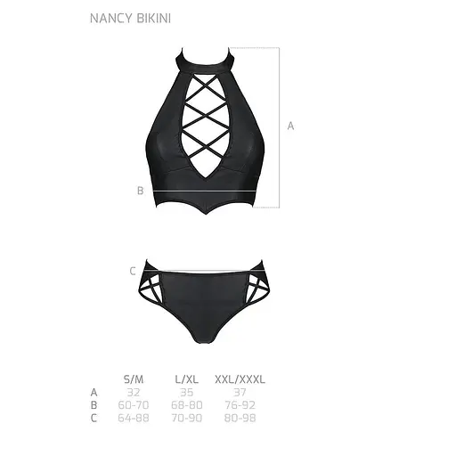 Комплект із еко-шкіри Passion Nancy Bikini black L/XL - фото 7