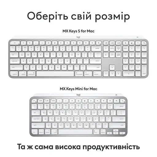 Клавіатура Logitech MX Keys S for Mac Wireless Pale Grey (920-011638) - фото 8