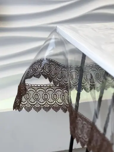 Силіконова скатертина з коричневим мереживом 7 см 180х130 см - фото 6