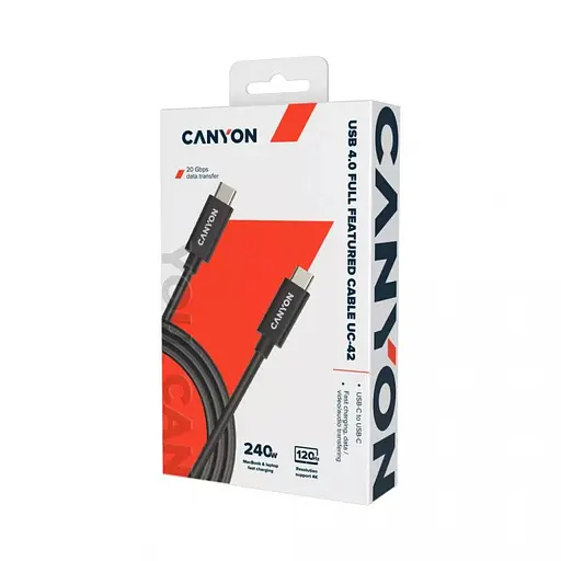 Кабель USB Type-C Canyon UC-42 Type C to Type-C 240W 2m Black (CNS-USBC42B) - фото 2