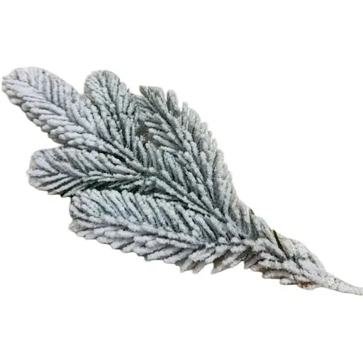 Декоративная ветка 34см Искусственные материалы для декора и флористики Заснеженная зеленая - фото 1