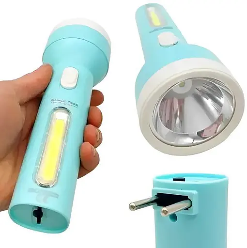 Акумуляторний потужний ручний ліхтар прожектор 2в1 Silver Toss ST-8653 + COB 4 режими Блакитний 88229 - фото 2