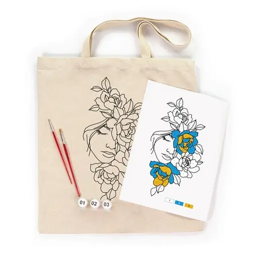 Набор для творчества экосумка-раскраска "Цветы в волосах" Rosa N0003621, 38х42 см - фото 2