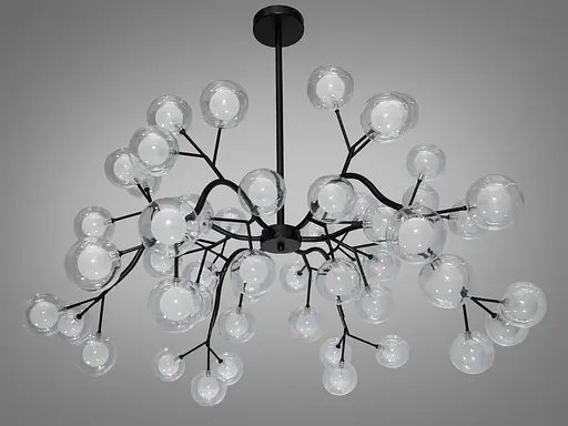 Велика люстра в зал "Світлячок", люстра чорного кольору на 54 лампи - фото 2