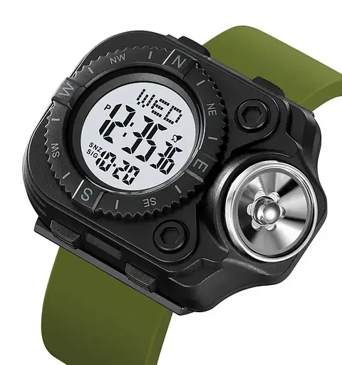 Чоловічий наручний годинник з ліхтарем Skmei 2187 Зелений з білим циферблатом - фото 2