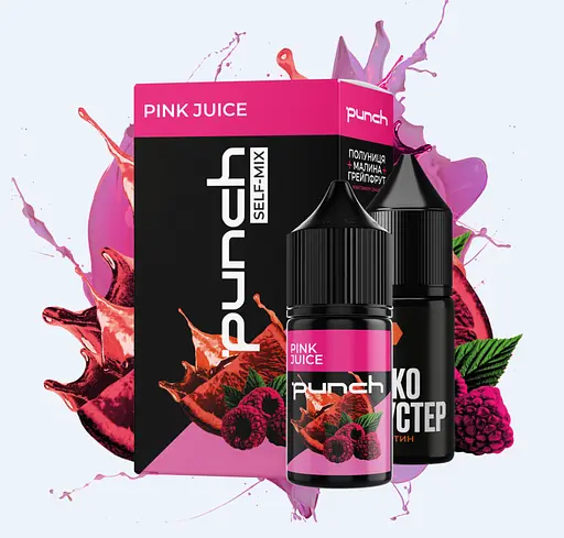 Набор компонентов для самозамеса солевой заправки Punch 30 мл Pink Juice Грейфрут, малина, клубника, 0-50 мг (17369)