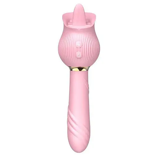Двосторонній вібратор для жінок з силікону 24 режими вібрації 11 см рожевий - фото 1
