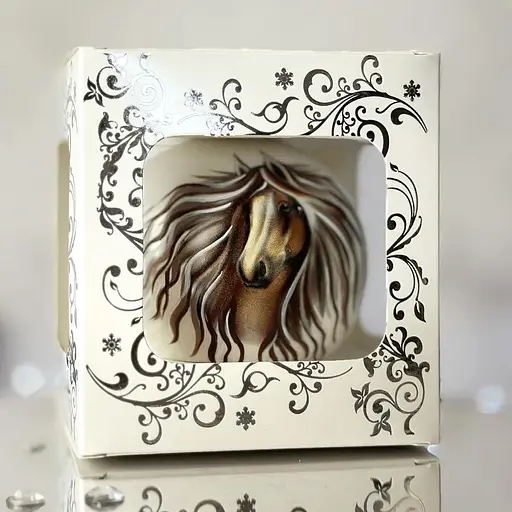 Ялинкова прикраса Санта Шоп Символ 2026 Мрійливий кінь білий скло (4820001180534) - фото 4