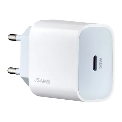 Мережевий зарядний пристрій Usams CC118 T34 PD Fast Travel Type-C Charger 20W ( EU ) Білий - фото 1