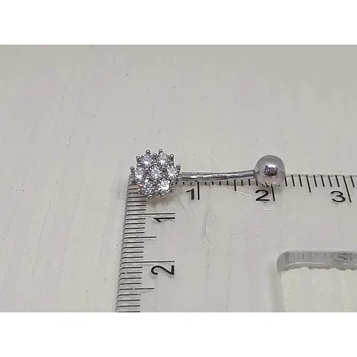 Срібна сережка для пірсингу Астор пупка з фіанітами. 818-2114Р - фото 3