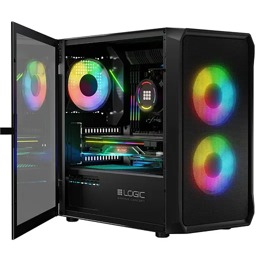 Корпус LogicConcept PORTOS MESH+GLASS ARGB fans 3x120mm BLACK без БП mATX - фото 9