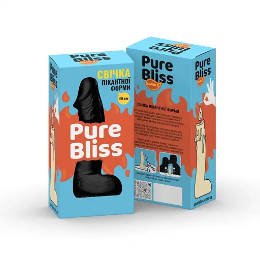 Свічка у вигляді члена Pure Bliss Big Black 18 см - фото 7