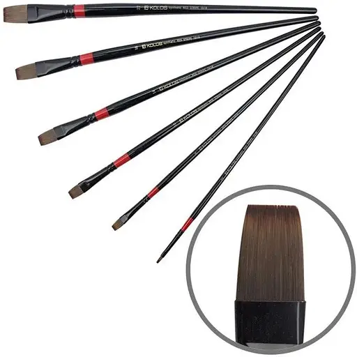 Пензель синтетика плоска Red stripe 1018 №18 довга ручка Kolos