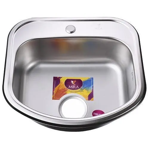 Мийка кухонна Mira MR 4946 E заокруглені кути 490х460х180 мм Satin 30412 - фото 1
