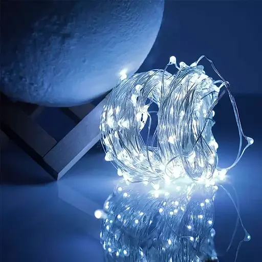 Гірлянда Роса Нитка 50 LED на батарейках 5 м Білий - фото 3