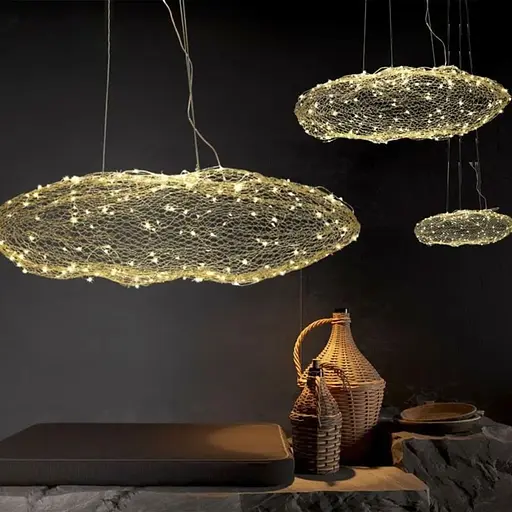 Декоративная люстра-облачко Led Cloud в золотом корпусе 100х50 см Арт. MJ 83-1000 GD Line F - фото 1