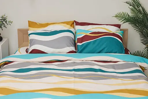 Комплект постільної білизни Moon&Star King Size 220x240 наволочки 2х40х60 Tangerine Микросатин Premium - фото 2