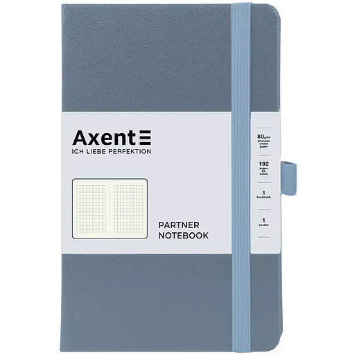 Книга записна Axent Partner в клітинку 95x195 мм 96 аркушів сіра (8301-62-A)
