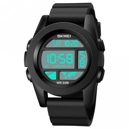 Тактические водостойкие кварцевые часы Skmei World black - фото 2