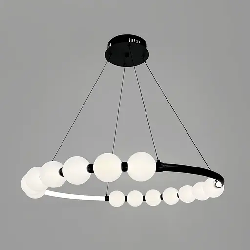 Черная люстра Nordic Pearl с плафонами жемчужинами Ø 80 см | Line F | Ст. SG33-800 BK - фото 6