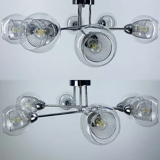 Cвітильник в корпусі метал кольору хром з подвійним плафоном | Арт. 1718/6 CH+CL | Line F - фото 1