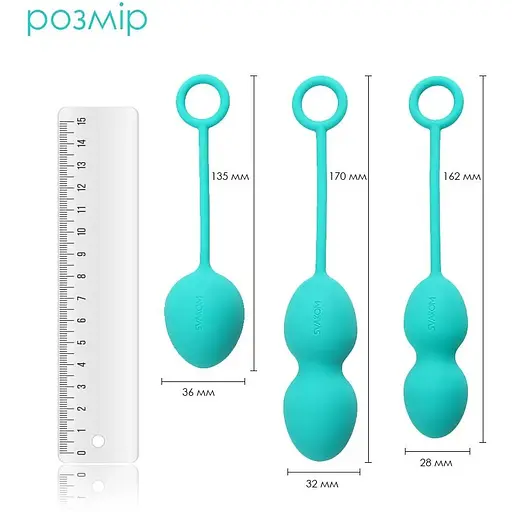 Набір вагінальних кульок Svakom Nova Green зі зміщеним центром ваги - фото 2