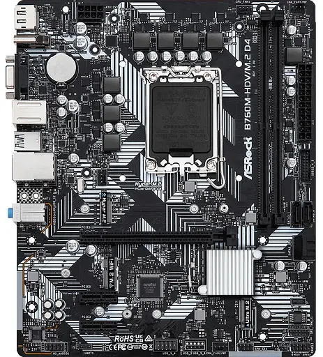 Материнська плата AsRock B760M-HDV/M.2 D4 (B760M-HDV/M.2 D4) (Socket 1700, Intel B760, Micro-ATX) - фото 1