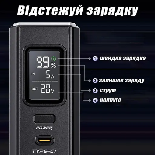 Повербанк MOVESPEED Z70 Pro потужний для ноутбука з швидкою зарядкою 70000 mAh 100W 20V 5A - фото 5