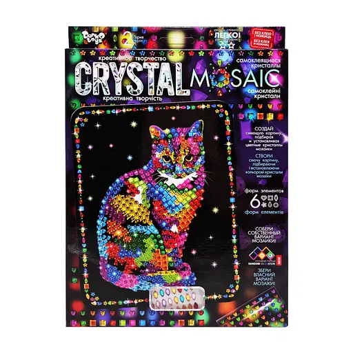 Креативное творчество "Crystal mosaic Кот" CRM-02-09, 6 форм элементов