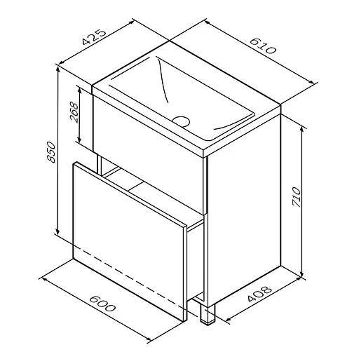 Тумба з умивальником AM.PM Gem підлогова 60 см білий MGA-FSX06022WG-WCC0602WG Білий - фото 8