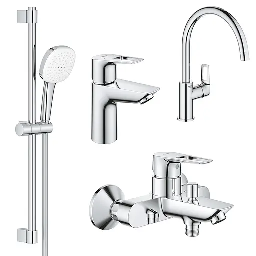 Набор змішувачів Grohe BauLoop New 4 в 1 для ванної та кухні UA123225K3 Хром - фото 1
