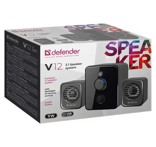 Акустична система Defender V12 (2.1) 11W USB (Чорний) - фото 5