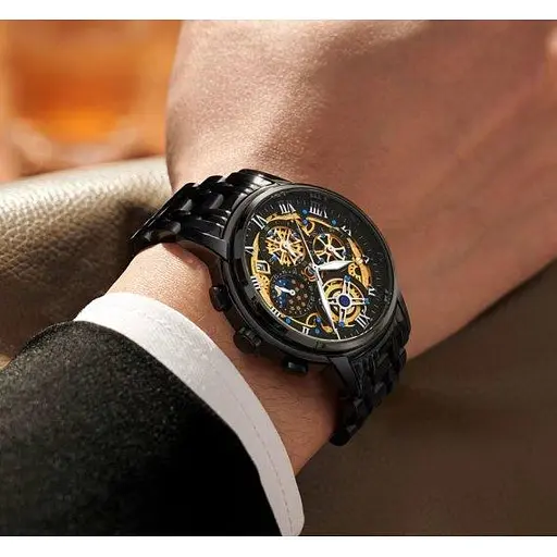 Чоловічий наручний годинник Poedagar Botan (Чорний) - фото 6