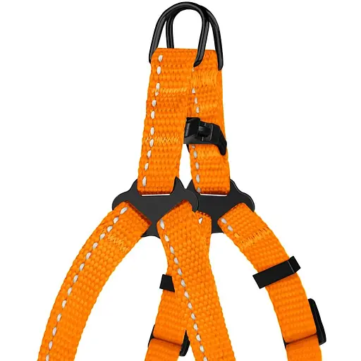 Шлея для собак Barksi Active світловідбивна (обхват грудей 24-30 см ширина 1 см) помаранчева - фото 4