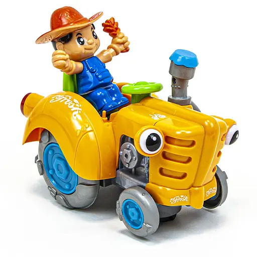 Трактор HD936B 19см, фигурка, музыка, свет, ездит, подвижные детали, в коробке (6903317168514) Желтый - фото 1