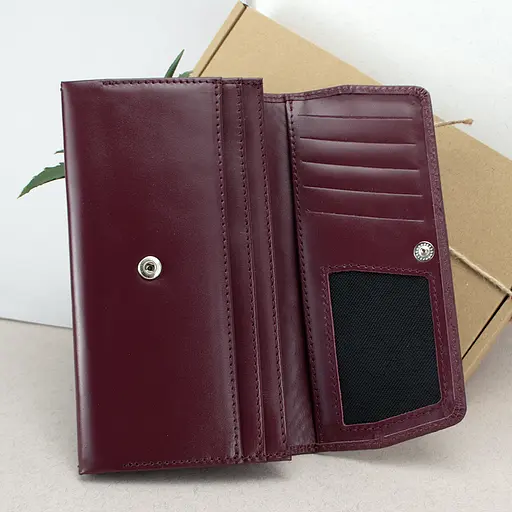 Гаманець жіночий шкіряний Leona бордовий пітон - фото 2